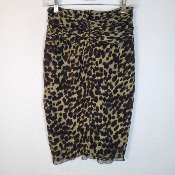 Isabel Marant Etoile Womens Animal Print Ruched Mini Skirt Size 36 Black Y2k - Picture 8 of 10